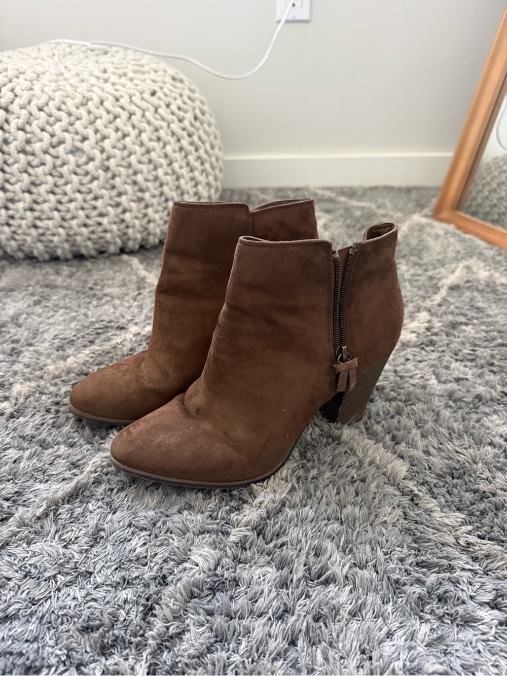 Brown suede ankle boots size 8.5